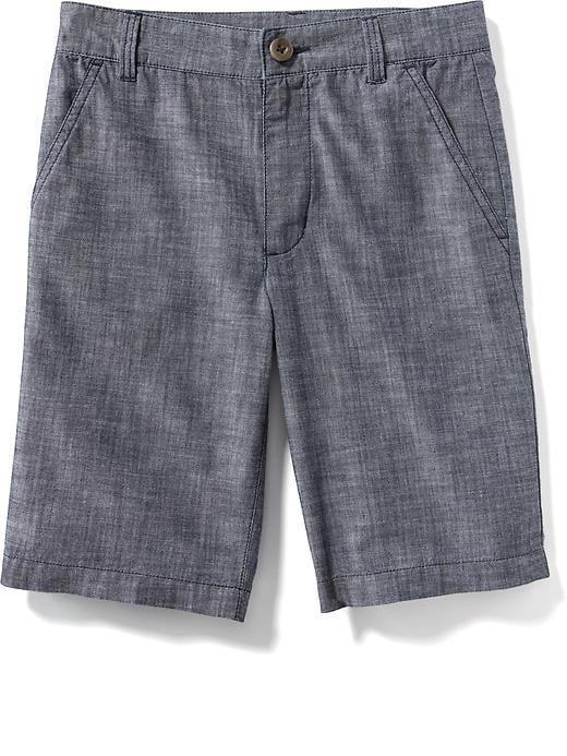 View large product image 1 of 3. Flat-Front Chambray Shorts for Boys