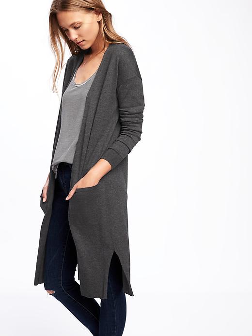Image number 3 showing, Open-Front Super-Long Sweater for Women
