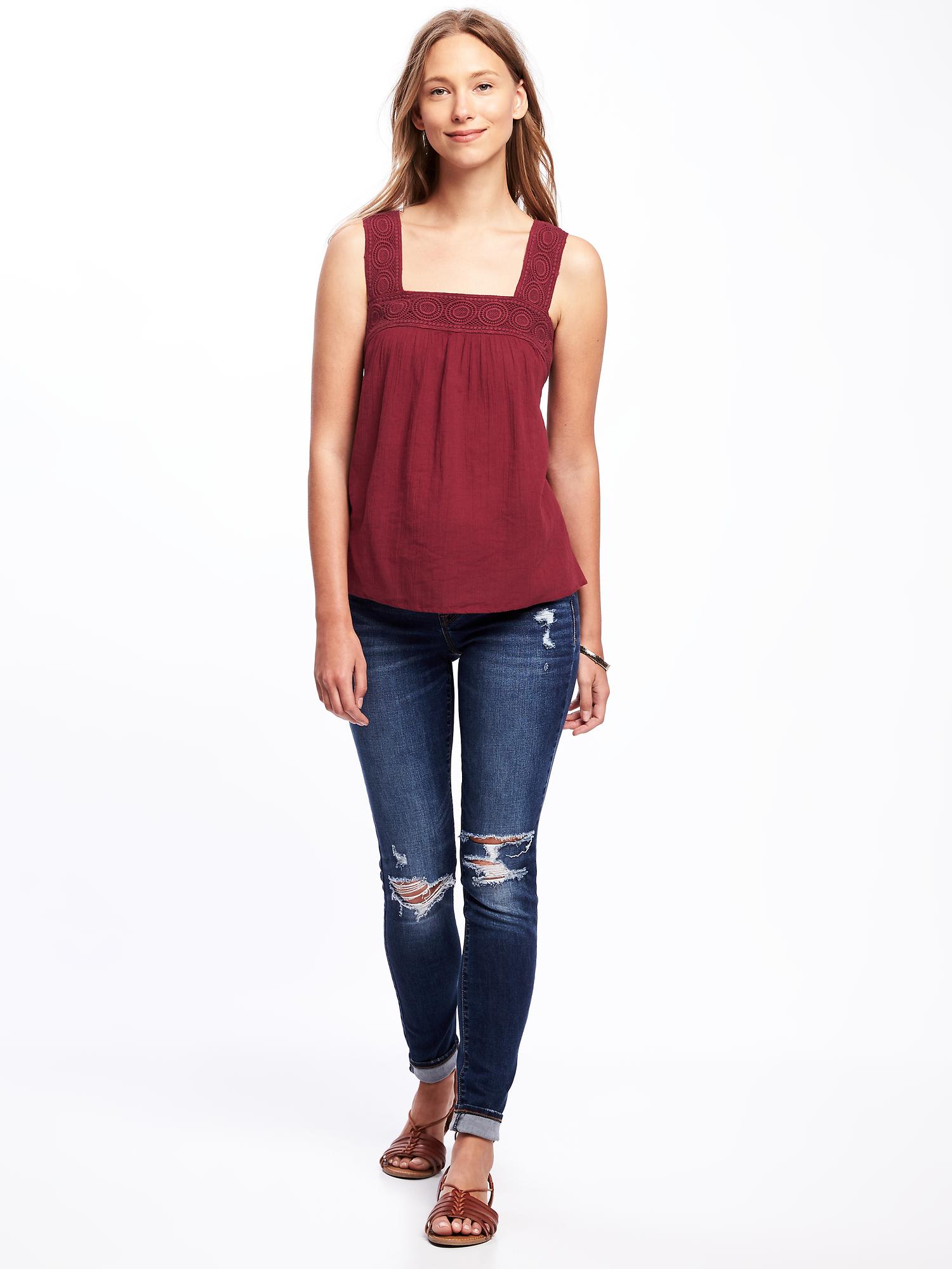 Crochet Yoke Swing Tank For Women Old Navy