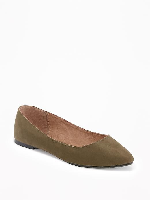 View large product image 1 of 1. Faux-Suede Pointy Ballet Flats For Women