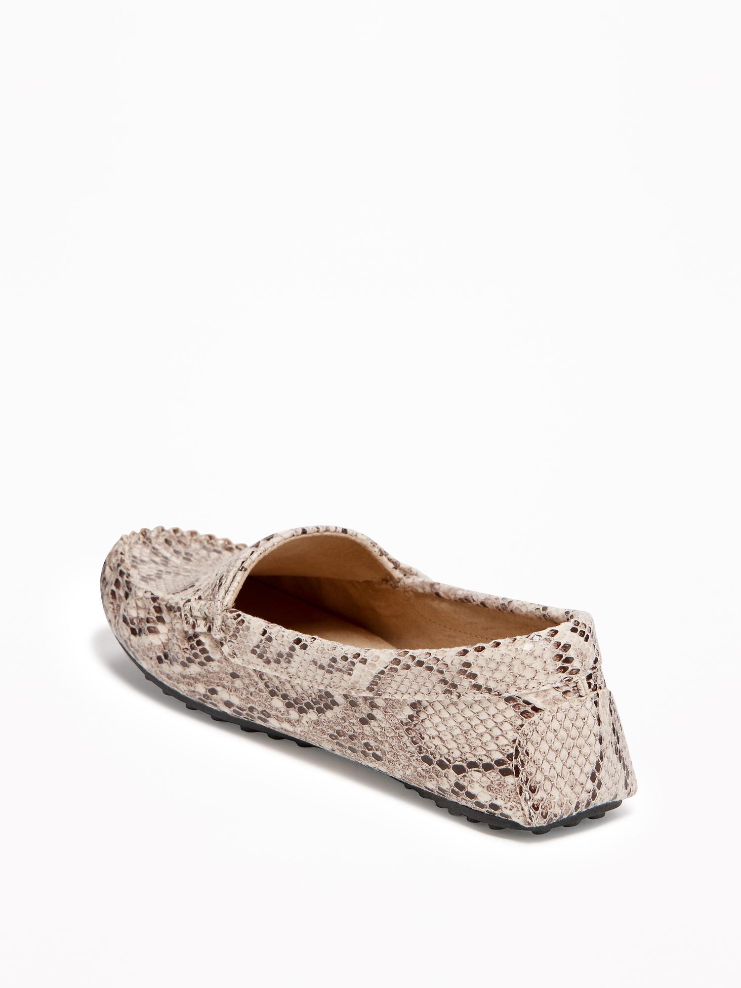 Faux-Leather Snake-Print Driving Moccasins for Women | Old Navy