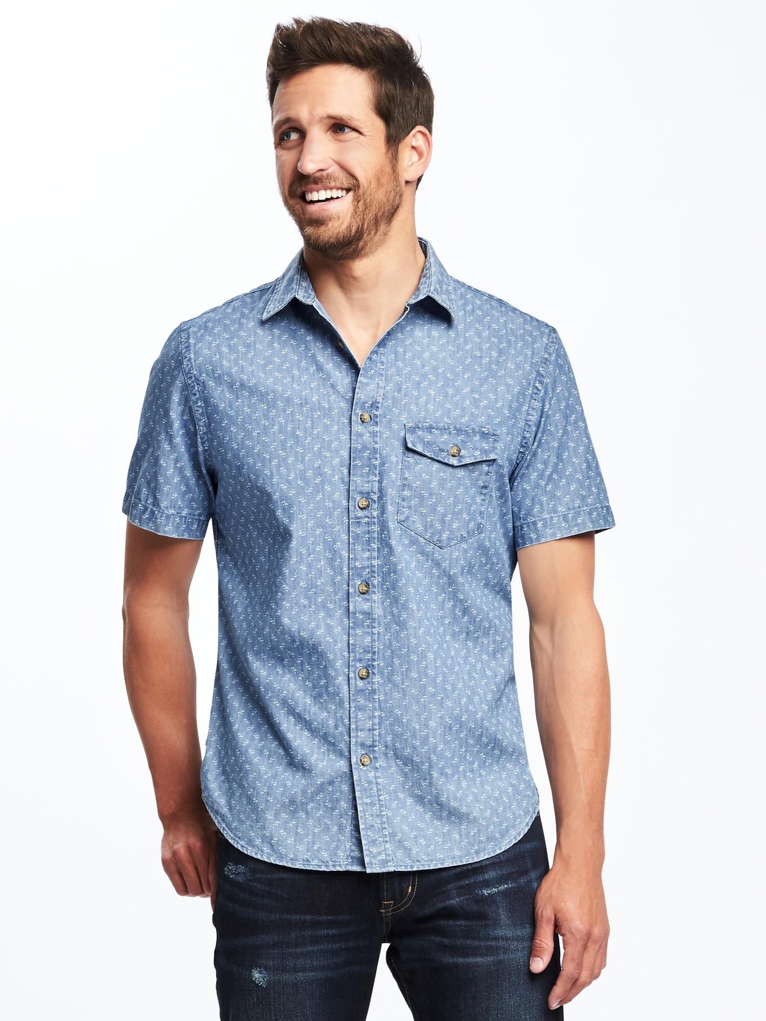 Slim-Fit Patterned Classic Shirt for Men | Old Navy