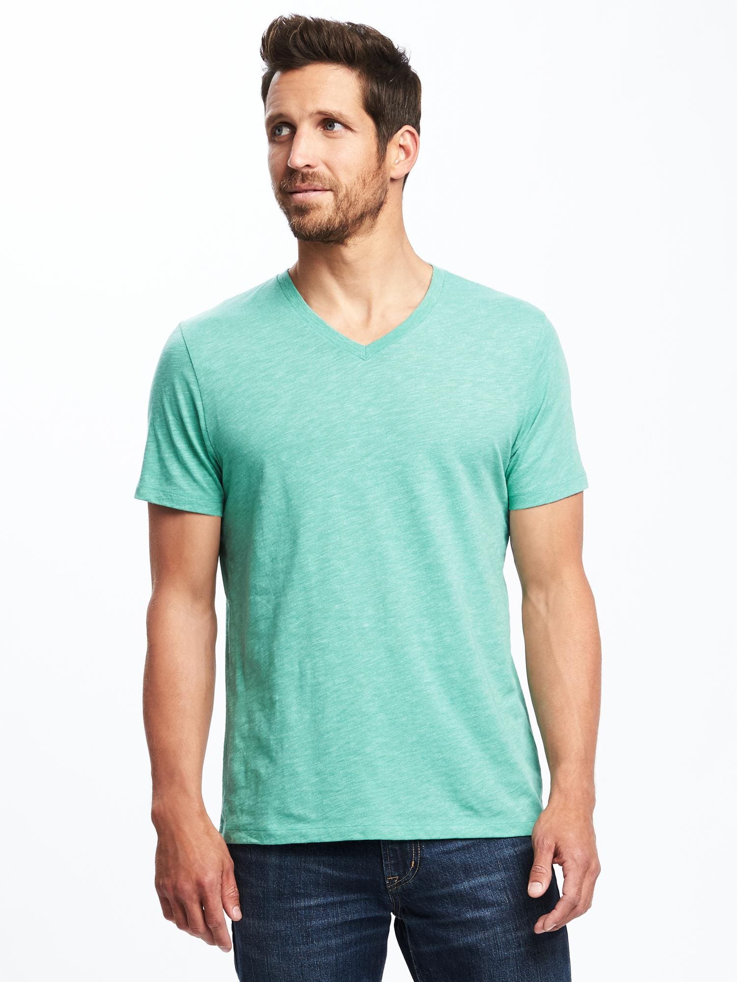 Soft-Washed Slub-Knit V-Neck Tee for Men