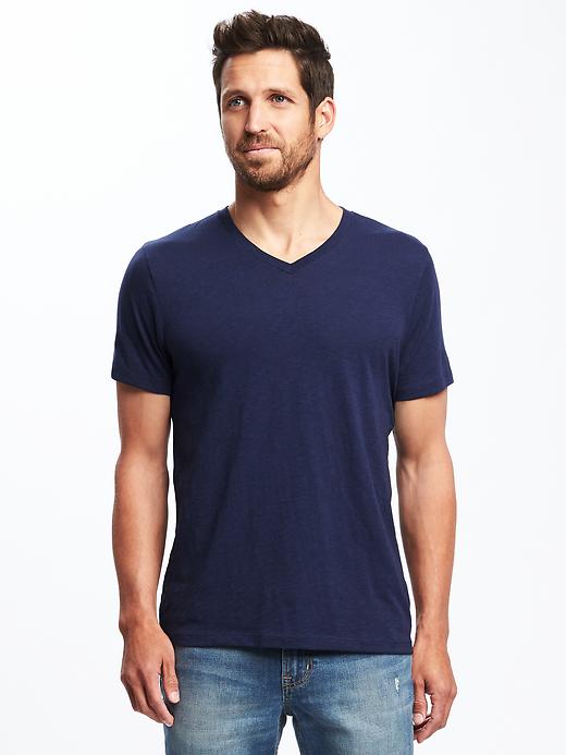 Soft-Washed Slub-Knit V-Neck Tee for Men