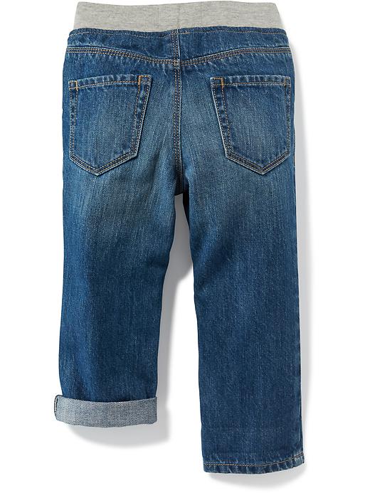View large product image 2 of 3. Relaxed Jersey-Waist Pull-On Jeans for Toddler Boys