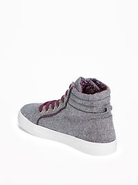 View large product image 3 of 3. Chambray-Sparkle High-Tops for Girls