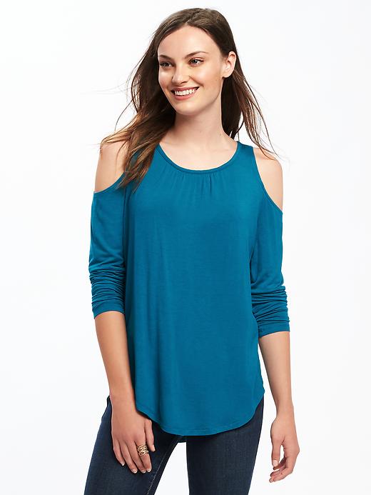 Image number 1 showing, Relaxed Cold-Shoulder Top for Women