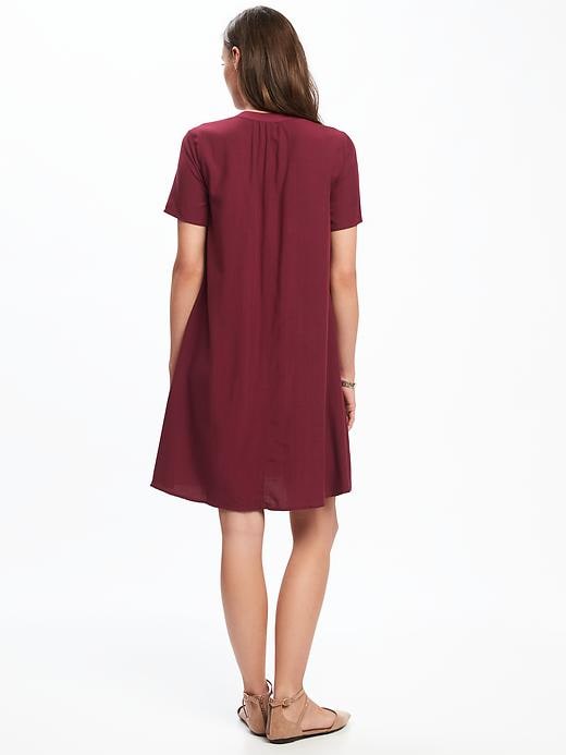 Image number 2 showing, Pintuck Lace-Trim Swing Dress for Women