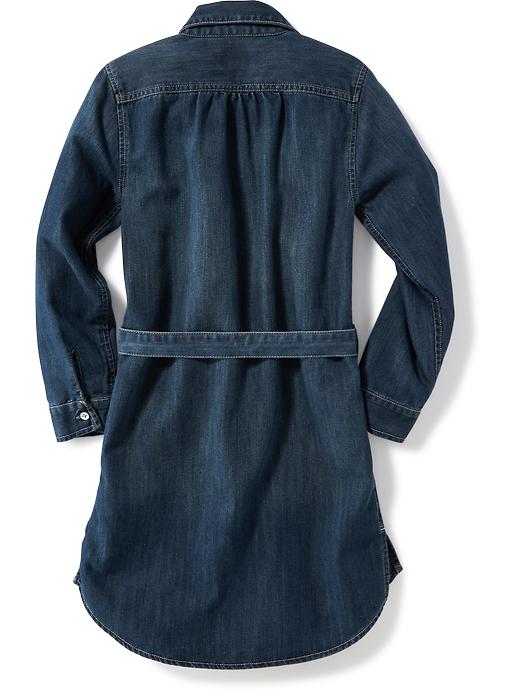 View large product image 2 of 3. Denim Tie-Waist Shirt Dress for Girls