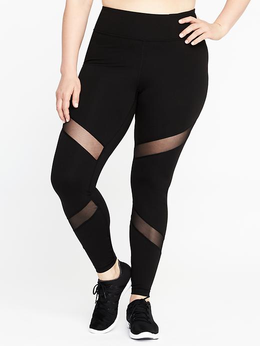 View large product image 1 of 1. High-Rise Elevate Mesh-Panel Compression Plus-Size Leggings