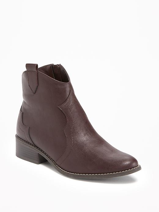 View large product image 1 of 3. Heeled Western Ankle Boots for Girls