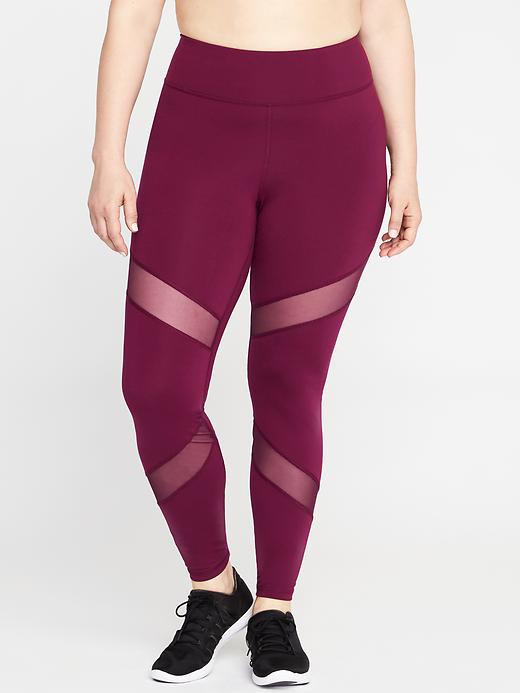 View large product image 1 of 2. High-Rise Elevate Mesh-Panel Compression Plus-Size Leggings