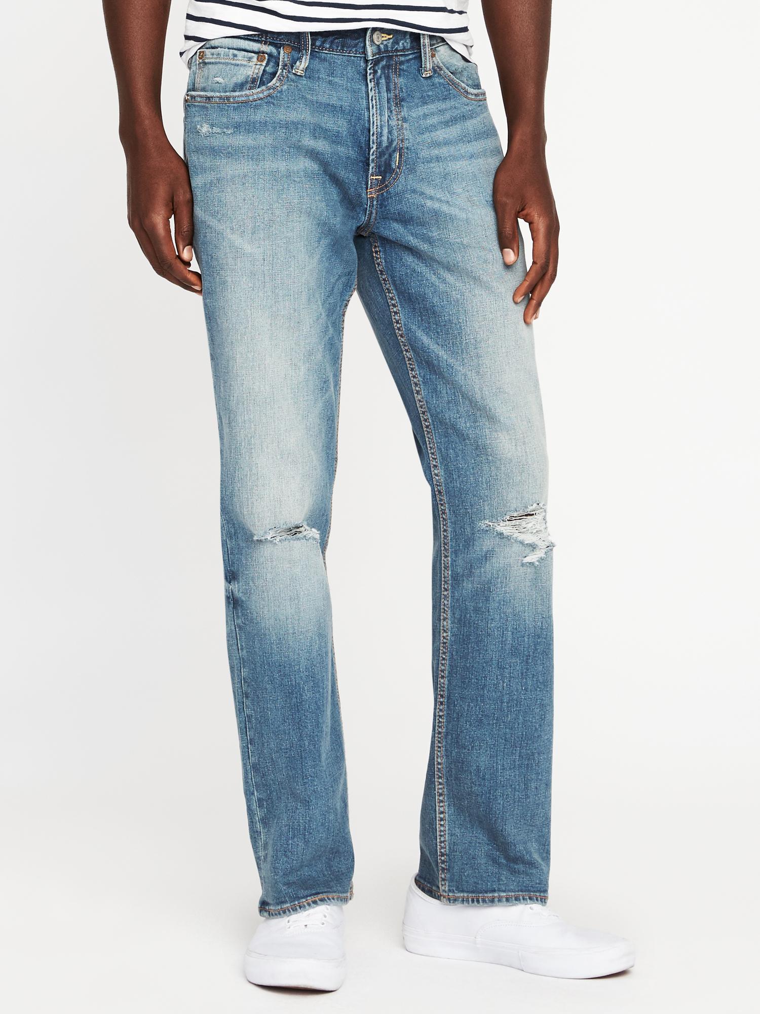 Straight Built-In Flex Distressed Jeans For Men | Old Navy