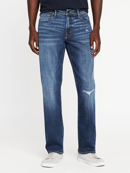 View large product image 1 of 2. Straight Built-In Flex Max Distressed Jeans For Men