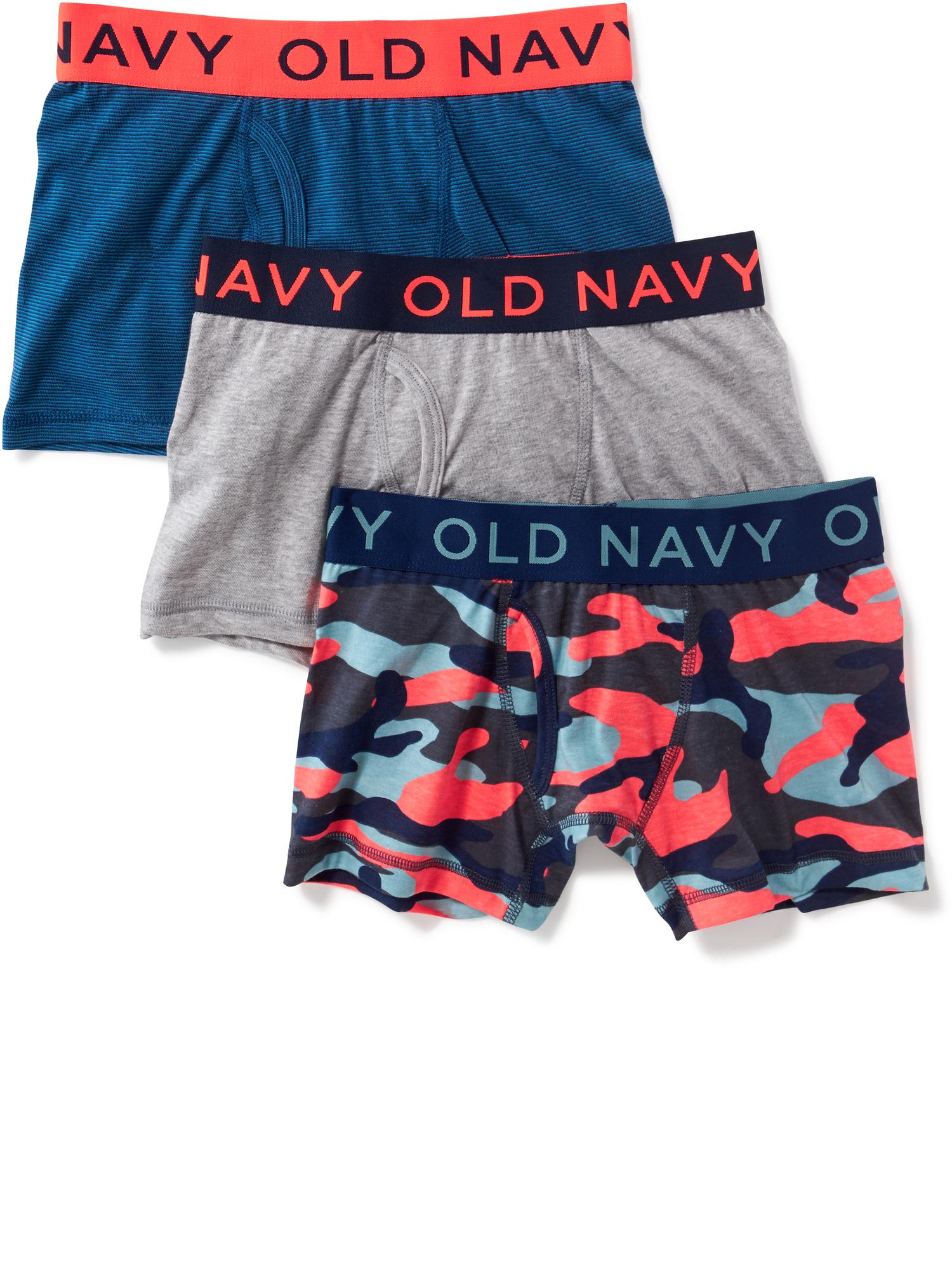 Old Navy Boys Underwear 3 Pack Boxer Brief Camo Neon Solid Stripes
