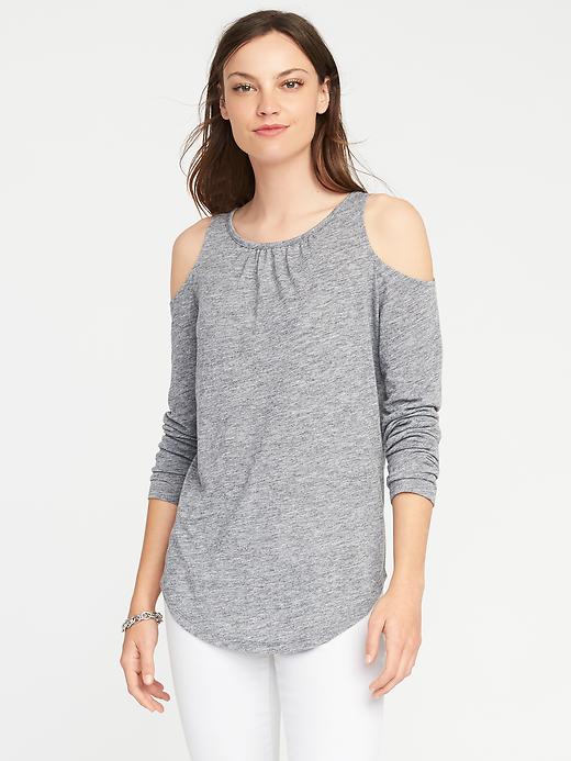 Image number 1 showing, Relaxed Cold-Shoulder Top for Women