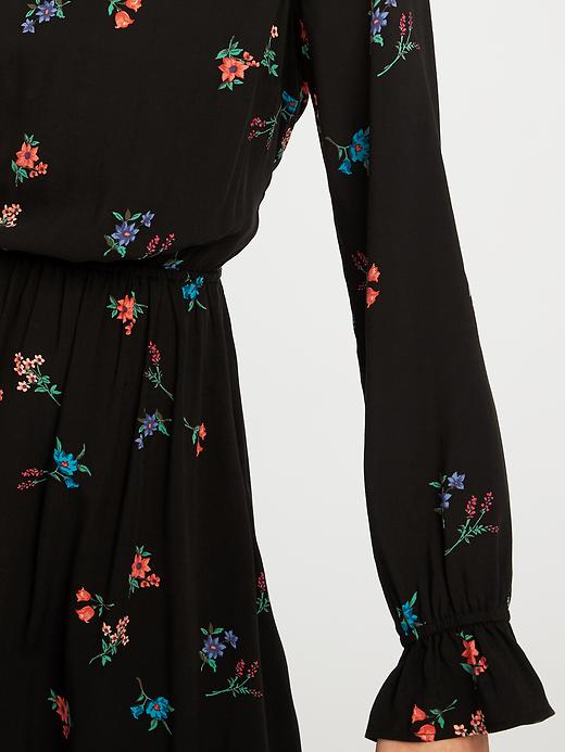 Image number 4 showing, Floral Ruffle-Sleeve Waisted Midi for Women