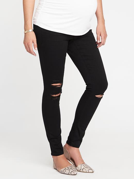 View large product image 1 of 3. Maternity Rockstar Side-Panel Jeans