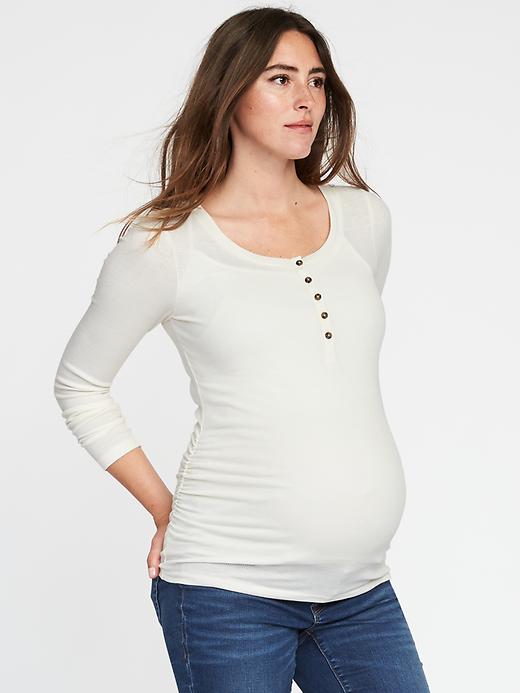 Maternity Rib-Knit Henley | Old Navy