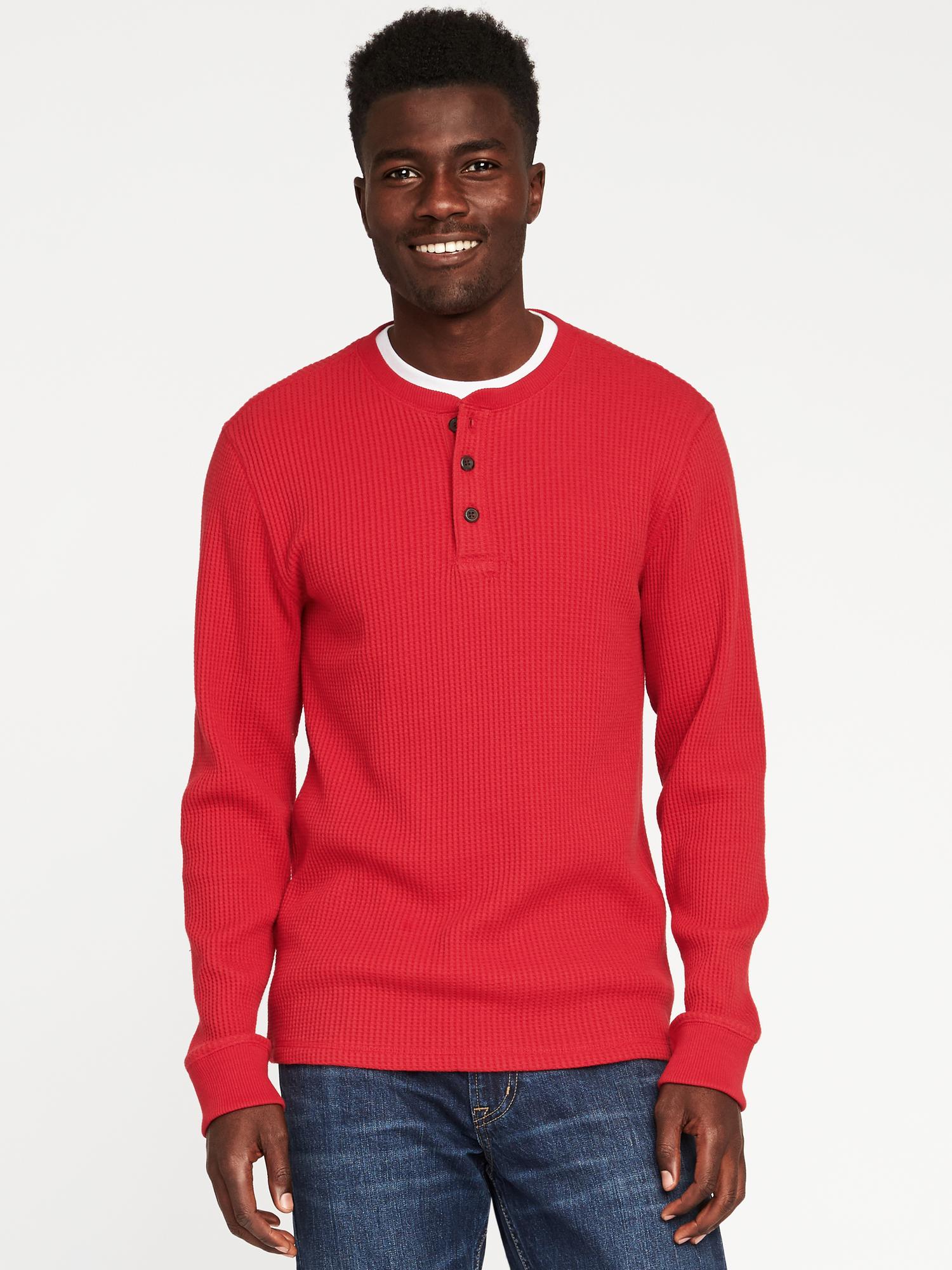 Premium Chunky WaffleKnit Henley for Men Old Navy