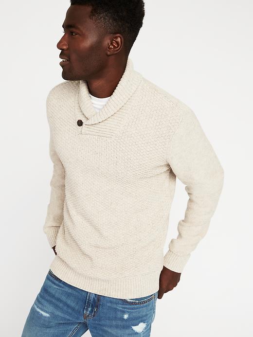 Image number 4 showing, Textured Shawl-Collar Sweater for Men