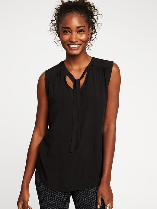 Relaxed Sleeveless Tie-Neck Top for Women | Old Navy