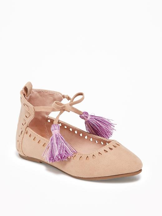 View large product image 1 of 4. Sueded Tassel-Trim Flats For Toddler Girls