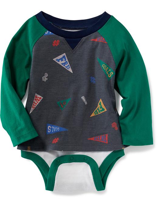 View large product image 1 of 1. 2-in-1 Raglan Tee Bodysuit for Baby