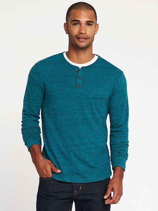 View large product image 1 of 1. Soft-Washed Slub-Knit Henley for Men