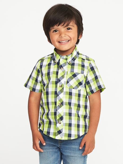 View large product image 1 of 1. Plaid Poplin Shirt for Toddler Boys