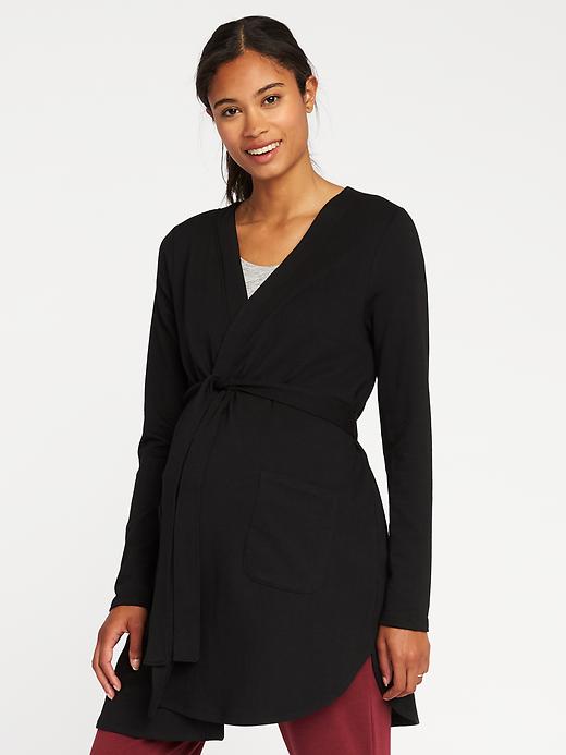 Image number 1 showing, Maternity French Terry Tie-Belt Robe