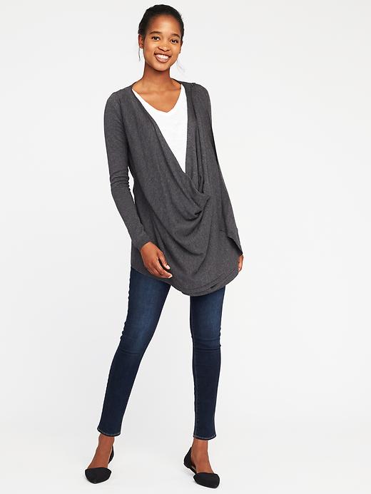 Image number 3 showing, Maternity Extra-Long Open-Front Nursing Sweater