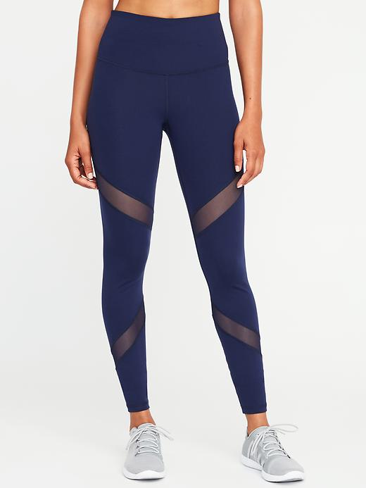 High-Waisted Mesh-Panel Elevate Compression Leggings For Women