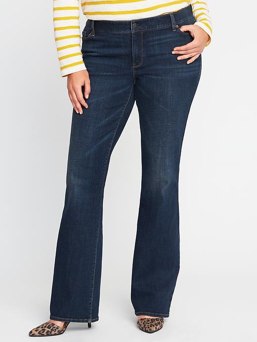Image number 1 showing, Mid-Rise Secret-Slim Pockets Plus-Size Boot-Cut Jeans