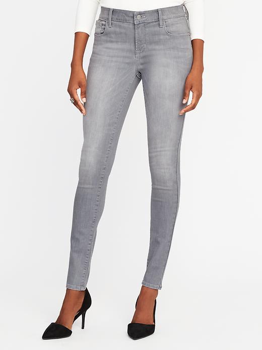 View large product image 1 of 3. Mid-Rise Built-In-Sculpt Gray Rockstar Jeans for Women