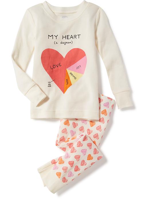 View large product image 1 of 1. 2-Piece Heart-Graphic Sleep Set for Toddler & Baby