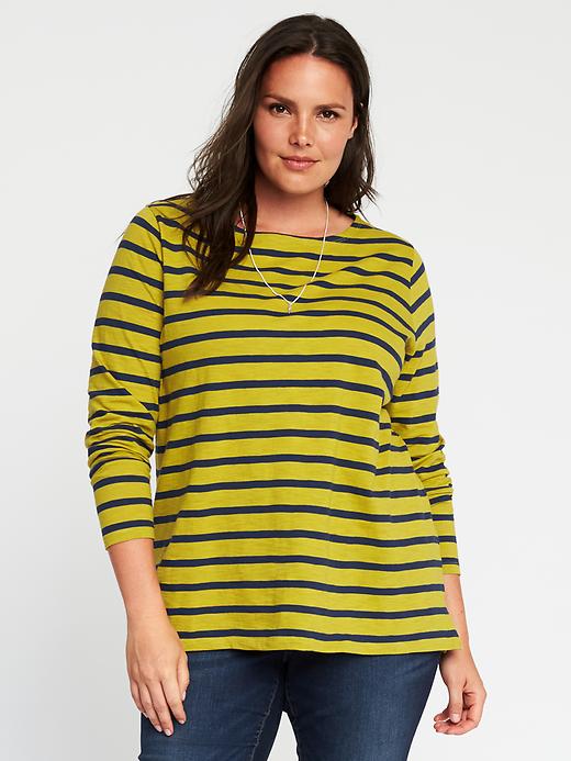 View large product image 1 of 1. EveryWear Mariner-Stripe Plus-Size Boat-Neck Tee