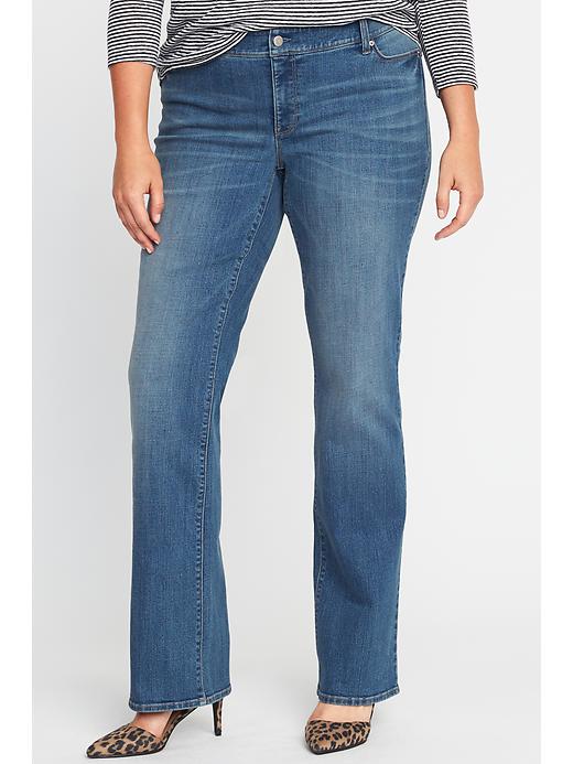 View large product image 1 of 1. Mid-Rise Secret-Slim Pockets Plus-Size Boot-Cut Jeans