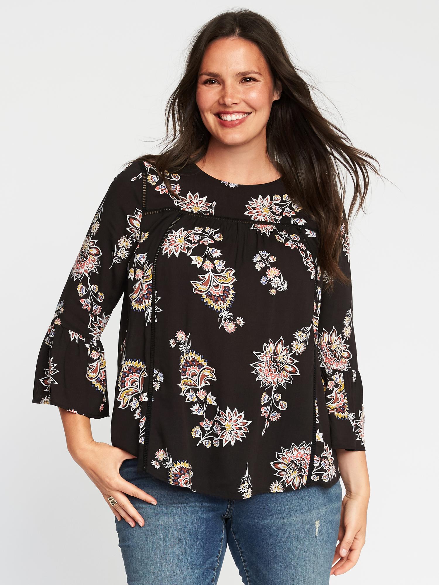 Plus-Size Ruffle-Sleeve Swing Top | Old Navy