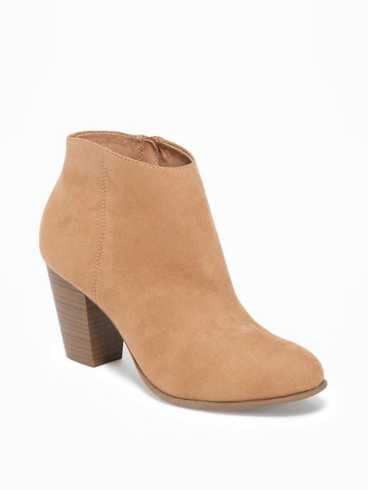 View large product image 1 of 1. Sueded Block-Heel Booties for Women