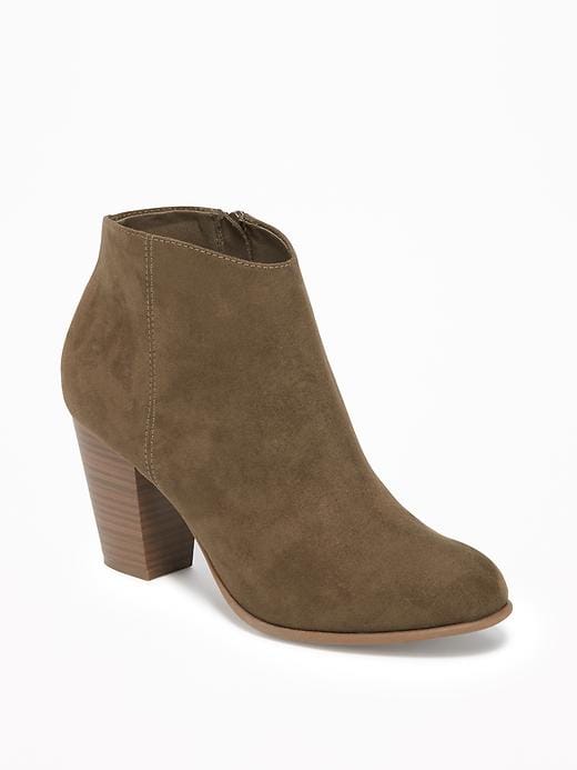 View large product image 1 of 1. Sueded Block-Heel Booties for Women