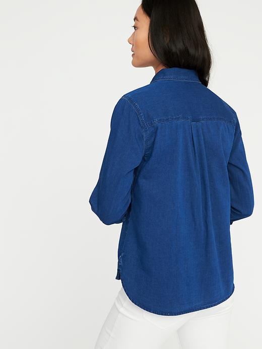 Image number 2 showing, Relaxed Classic Chambray Shirt for Women