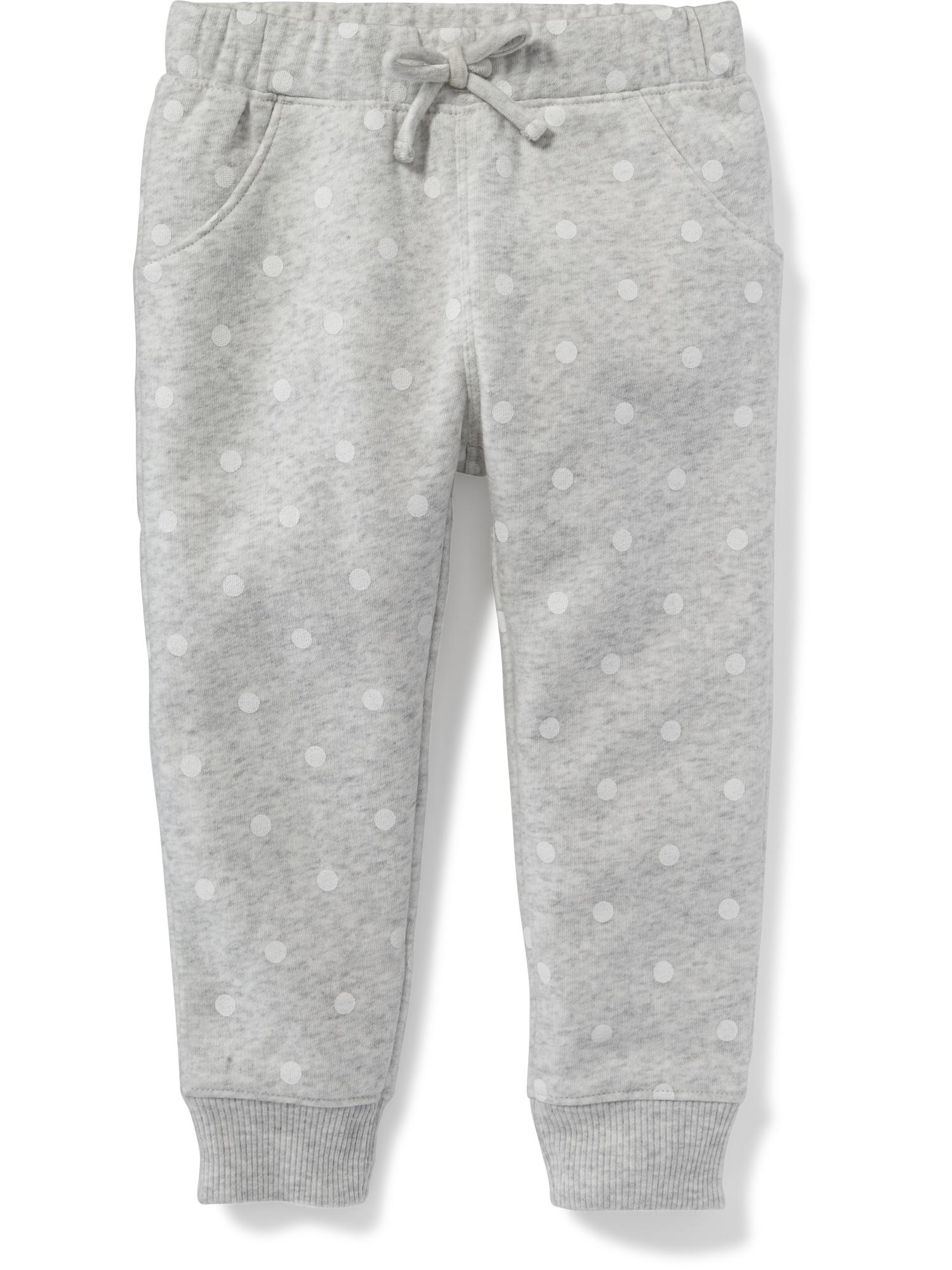Grey Pull-On Polka Dot Fleece Pants
