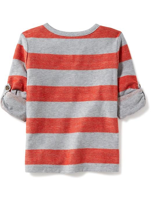 View large product image 2 of 2. Striped Rolled-Sleeve Henley for Toddler Boys