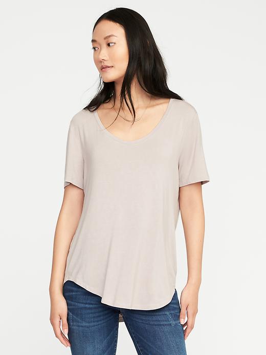Image number 1 showing, Luxe Curved-Hem Tee for Women