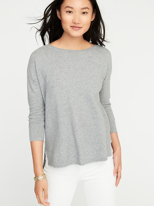 Image number 4 showing, Lightweight Textured Bateau Sweater for Women