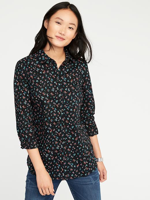 Image number 1 showing, Relaxed Classic Printed Shirt for Women