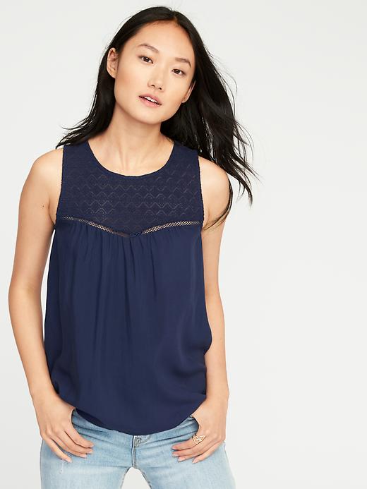 Sleeveless Lace-Yoke Top for Women | Old Navy