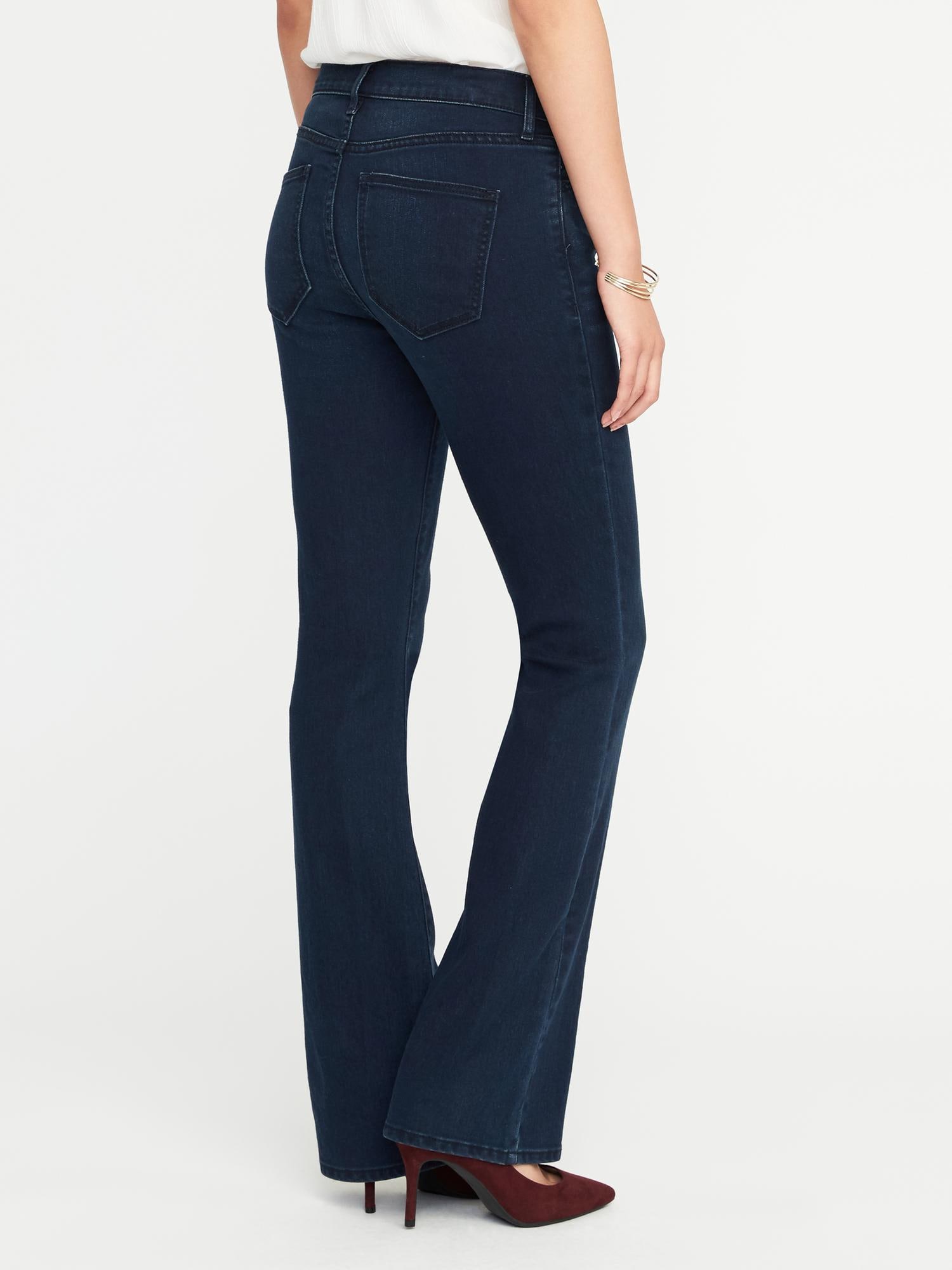 Old Navy Micro Flare Jeans Women Size 6P Dark Blue Denim Mid Rise