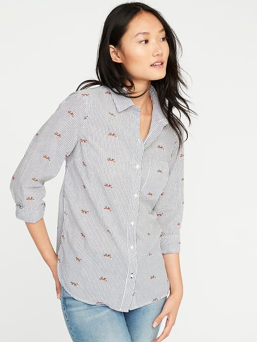 View large product image 1 of 1. Relaxed Classic Printed Shirt for Women